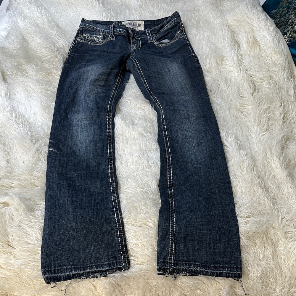 Hydraulic Dark Blue Jeans with White Stitching